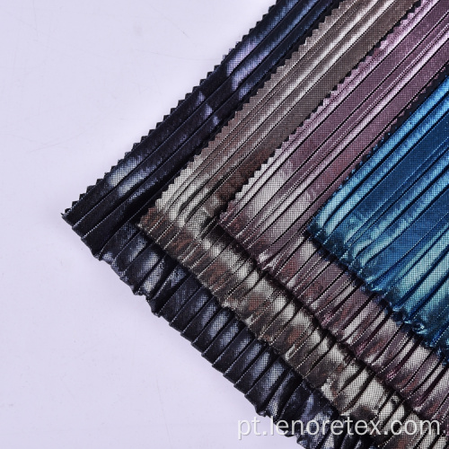 Tecido plissado em malha de poliéster com impressão em folha de cor gradiente